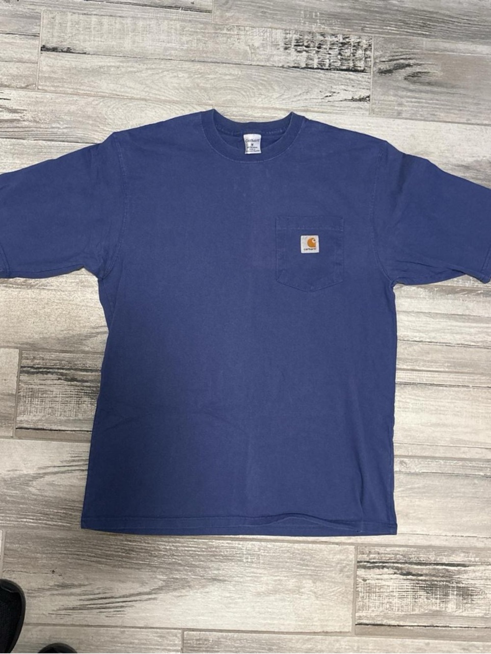 Carhartt Blue Short-Sleeve Pocket Tee with Logo Patch
